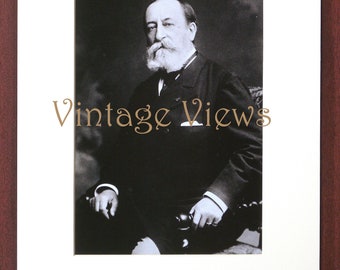 Camille Saint-Saens, composer. Sepia photographic reproduction print, mounted and ready to frame.