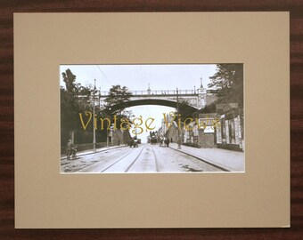 Archway Road and Bridge (looking north), Highgate, London, circa 1910. Sepia photographic reproduction print, mounted and ready to frame.