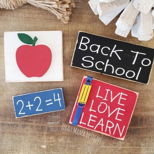 Back To School, Teacher Tiered Tray Signs, Live Love Learn, School Decor, Classroom Decor, Home School Decor, Teacher Sign