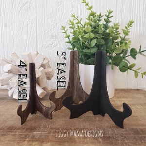 Easels,  4&quot; or  5&quot;, Easels for Tiered Trays or Shelf, Stands for Mini Signs, Stained Easel, Supports Lightweight Item, 2 Pieces, 1/8&quot;
