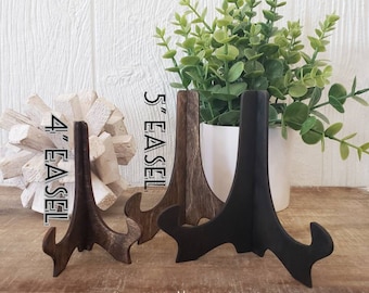 Easels,  4&quot; or  5&quot;, Easels for Tiered Trays or Shelf, Stands for Mini Signs, Stained Easel, Supports Lightweight Item, 2 Pieces, 1/8&quot;