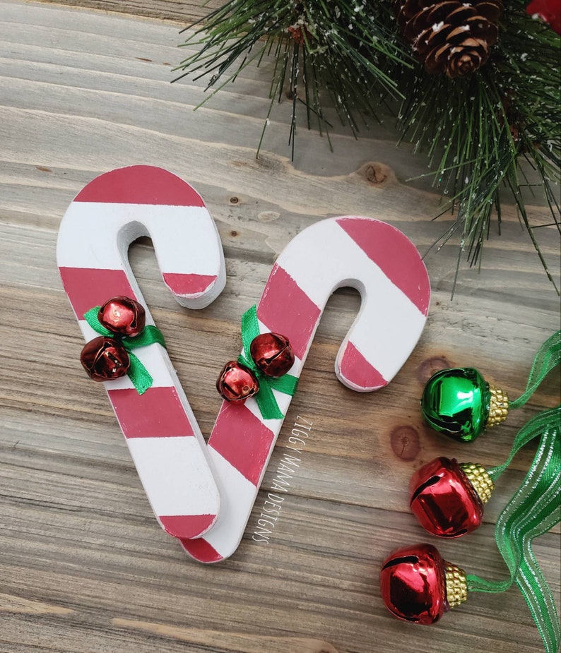 Candy Canes Set of 2 Mini Wood Candy Canes Farmhouse Etsy
