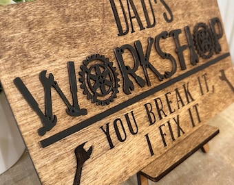 Personalized Dad's Workshop Sign: Custom Garage Decor