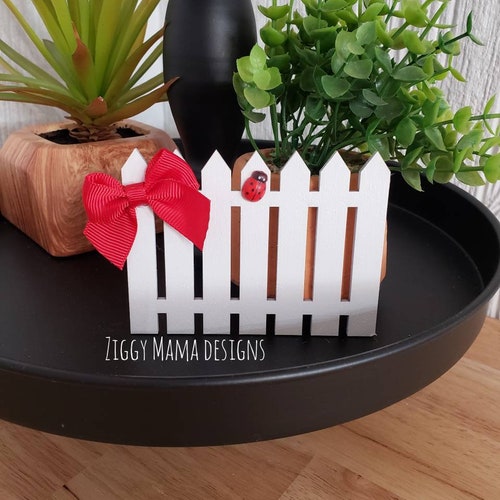 Mini Picket Fence Tiered Tray Decor Ladybug Themed Etsy