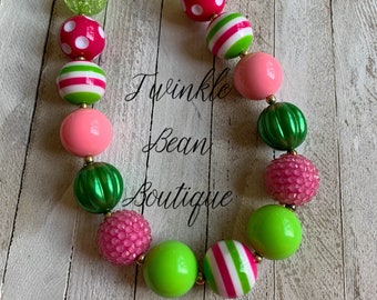 20mm Beads Disco beads Rhinestone Beads Chunky Bead Set 18 Piece Bead Set Christmas Beads Red /& Green DIY Necklace kit Gold Beads