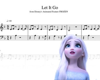 Let It Go - Frozen l Piano Sheet Music l Easy Beginner Version Piano Instrumental l Digital & Instant Download