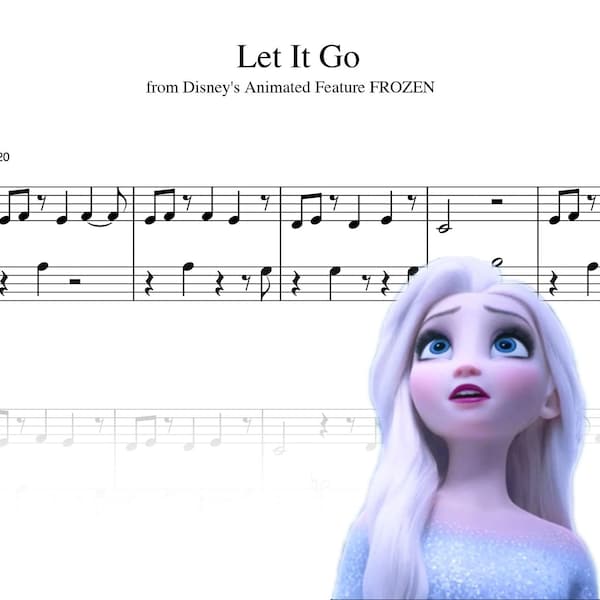 Let It Go - Frozen l Piano Sheet Music l Easy Beginner Version Piano Instrumental l Digital & Instant Download