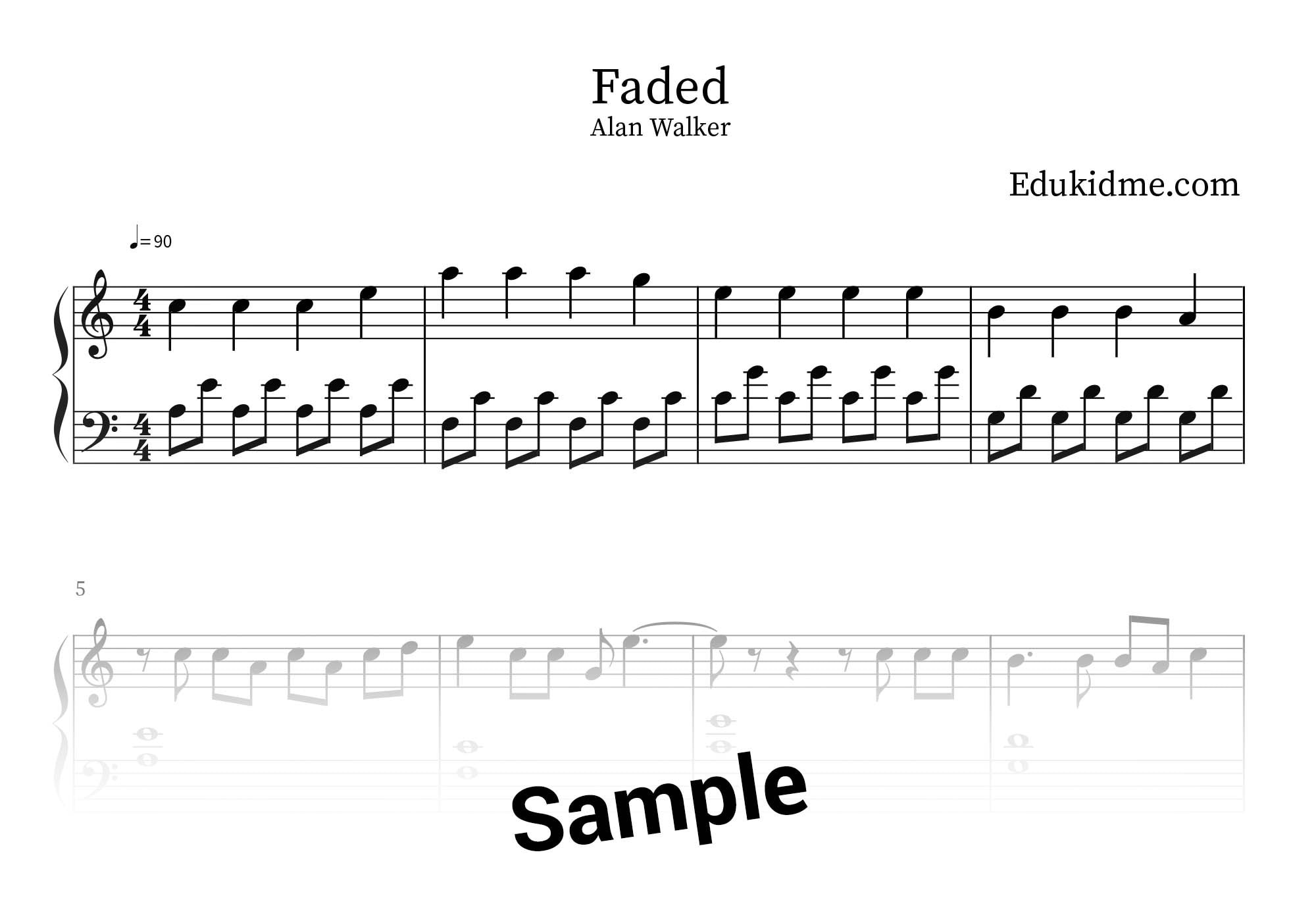 Faded Alan Walker L Piano Sheet Music L Easy Beginner Etsy Faded Alan Walker L Piano Sheet Music L Easy Beginner Etsy