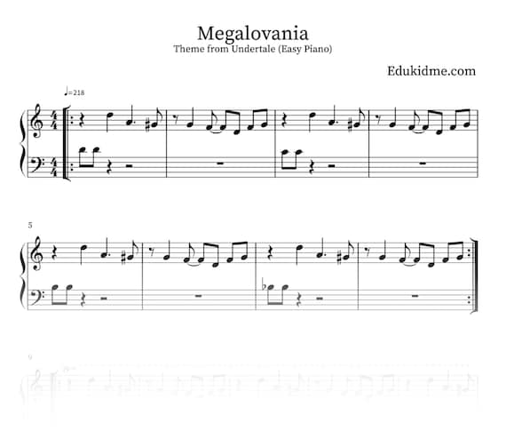 Separación Glorioso Stevenson Megalovania Theme OST From Undertale L Piano Sheet Music L - Etsy