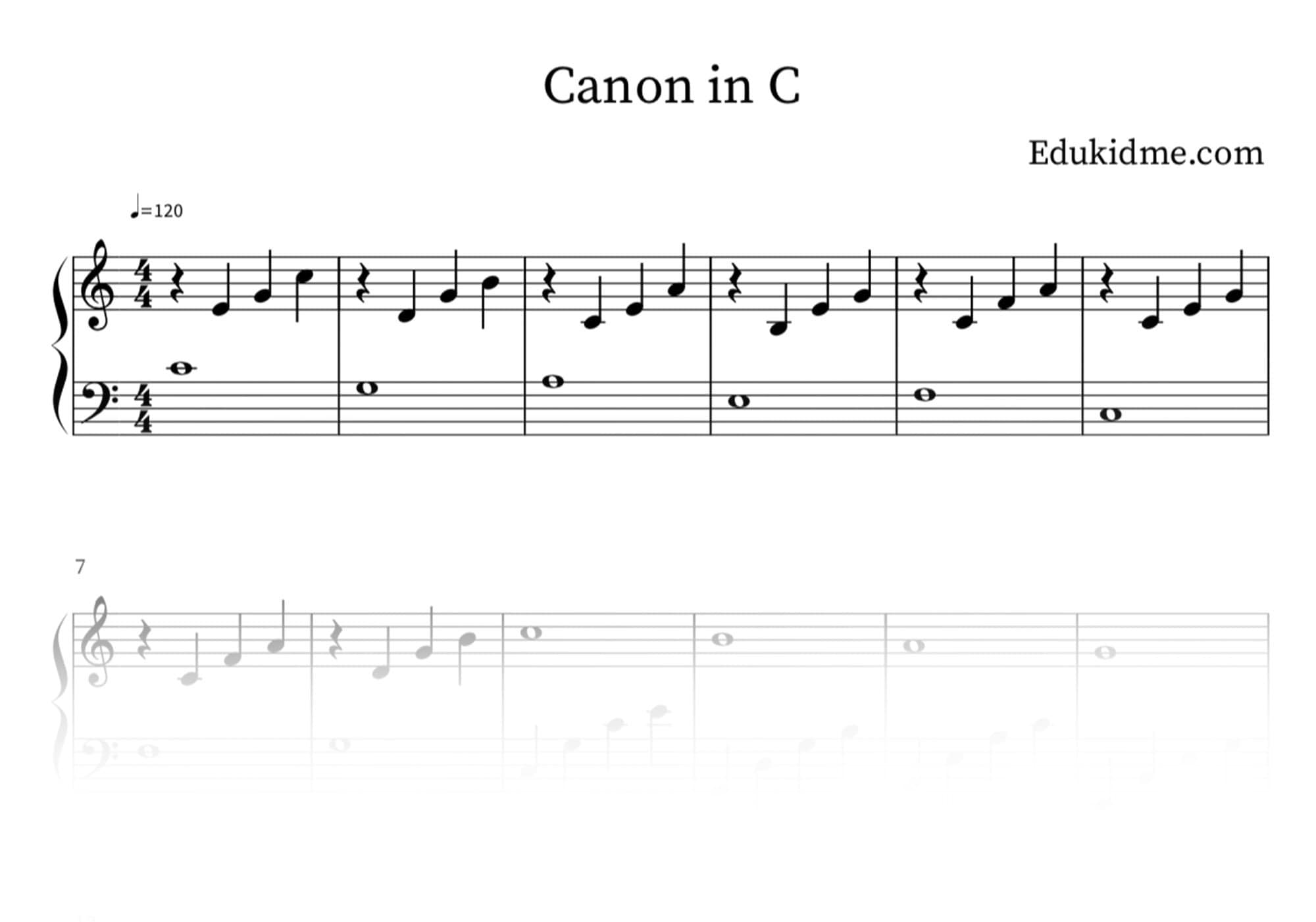 Canon in C Sheet music for Piano (Solo) Easy