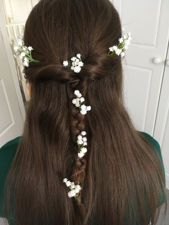 Set of 10 Gypsophila Hair Pins Wedding Flower Hair Pins Etsy UK