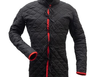 Gambeson With Red Trim Padded Jacket Padded Armor Clothing Under Armor Gear European Armor HMB Jacket Buhurt Jacket HEMA Jacket SCA Jacket