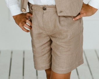 Boys Linen Wedding Shorts | Ring Bearer, Baptism & First Communion Outfit | Ages 8–15