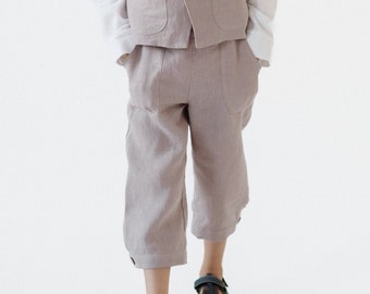 Boys Linen Bermuda Pants with Elastic Waistband - Perfect for Stylish Kids