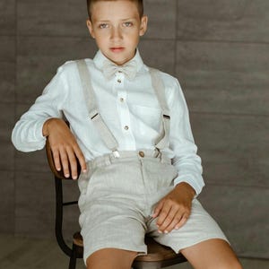 Shorts de linho para meninos adolescentes | Traje de casamento para pajem | Shorts de comunhão para jovens | Traje formal para meninos | Tamanhos 8 a 15 anos | 30 cores