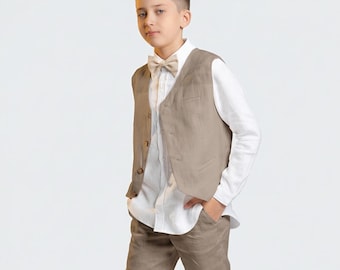 Junior Groomsman Linen Suit – Teen Boys 4-Piece Wedding Outfit (Ages 9–15)