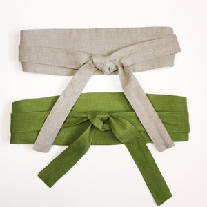 Linen Obi Belt – Kimono Style Wrap Belt for Women, 100% natural Linen