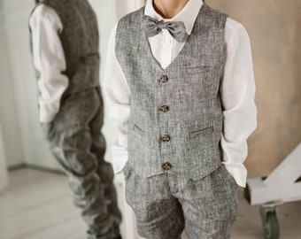Linen Boys' Suit: Wedding, Ring Bearer & First Communion - Sizes for Toddlers to Big Kids Included / Formal Suit for boys
