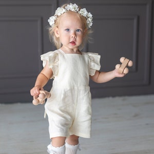 女の子の1歳の誕生日の服装 | 洗礼用リネンベビー女の子ロンパース | 幼児の洗礼式用服装 | 3ヶ月～3歳