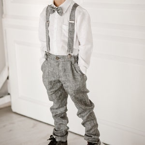 Suspenders Heather Gray Dress Pants Baby Boy Gentleman Outfit, T