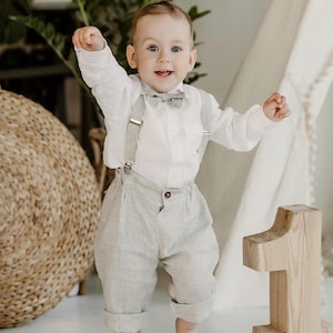 Baby Jungen Leinen Anzug - Tauf Outfit, Hochzeitskleidung (3 M - 2Y, 32 Farben)