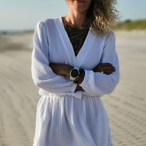 Boho Trendy Long-Sleeved Muslin Dress - Comfortable and Stylish for Warm Days