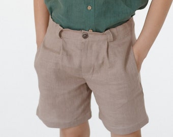 Chino Linen shorts / Toddler Ring Bearer Shorts / Linen Boys Wedding outfit