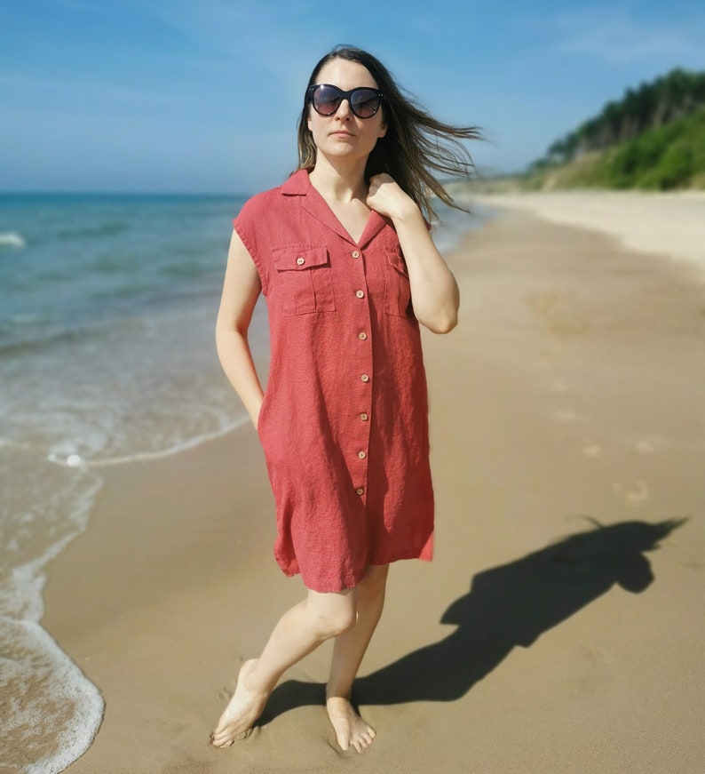 Loose linen dress, Linen dress with pockets, linen summer dress image 1