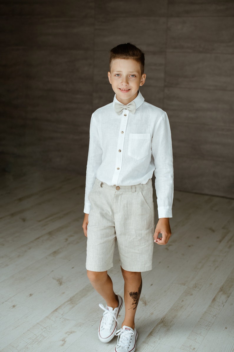 Ring Bearer Shorts and Vest / Linen Boys Wedding Outfit Etsy
