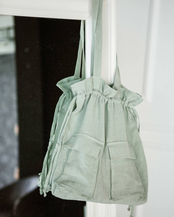 Linen Shopping Bag, Linen Bag, Natural Linen Tote Bag, Linen Shoulder Bag, Beach Bag, Summer Tote Bag, Washed Natural