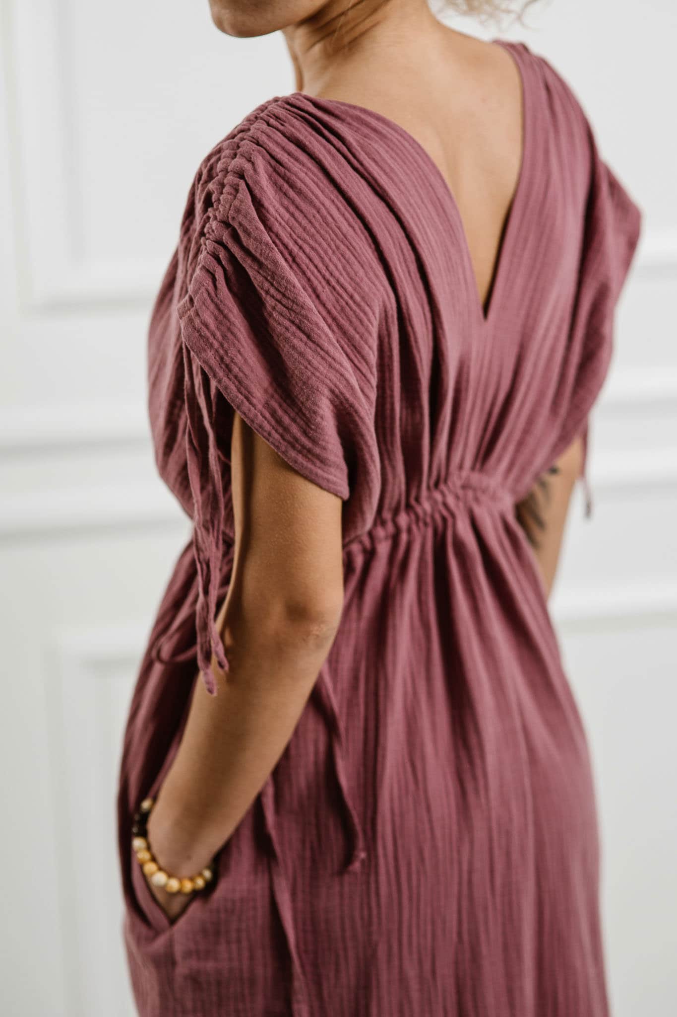 Gauze Midi Dress - Boho Crinkle Cotton Summer Dress with Pockets Gauze Midi Dress - Boho Crinkle Cotton Summer Dress with Pockets