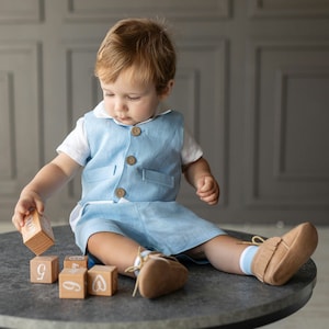 Boys Baptism Outfit – Boys Linen Christening Set with Shorts | Toddler Baptism Suit (3M-2Y)