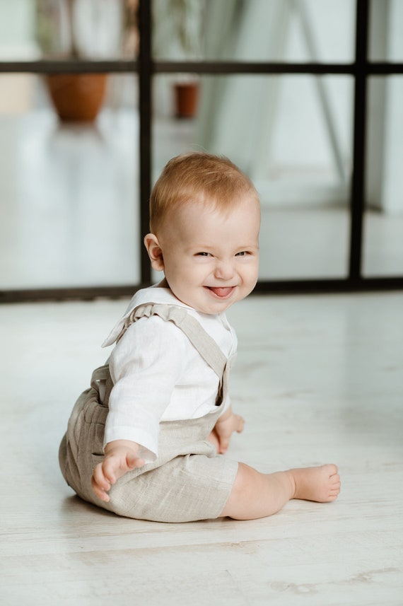 Charming Christening Ensemble - Perfect for Baptism or Wedding - Little Gentleman Linen Set