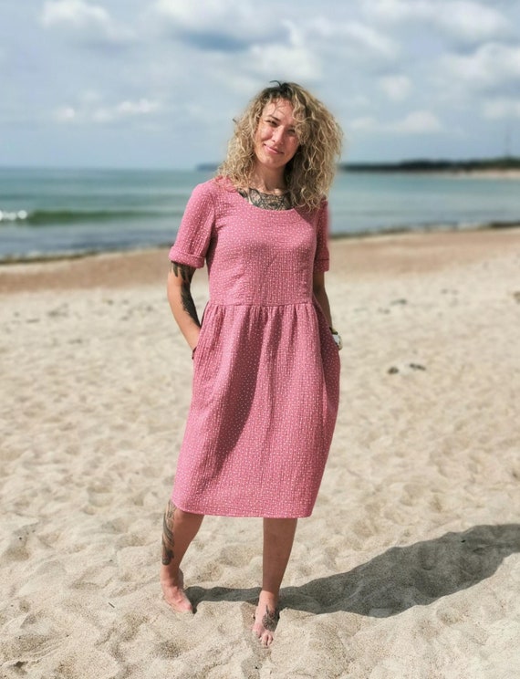 Double Gauze Midi Dress. Muslin Cotton Loose Fit Summer Dress - Etsy Israel Double Gauze Midi Dress. Muslin Cotton Loose Fit Summer Dress - Etsy Israel