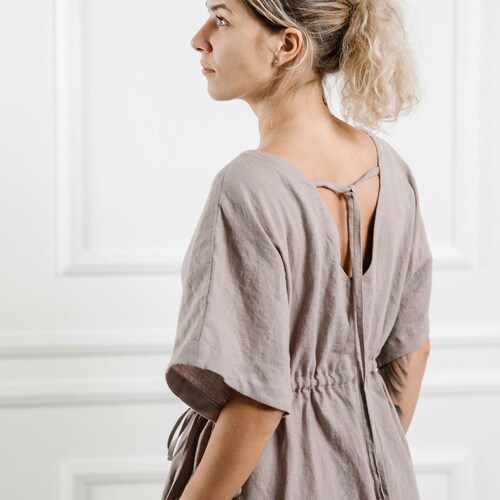 Oversized linen dress, Long Linen Boho Dress, Bohemian Maxi Dress, shops Boho Beach Dress, Linen kimono dress, beach cover up, loose linen dress