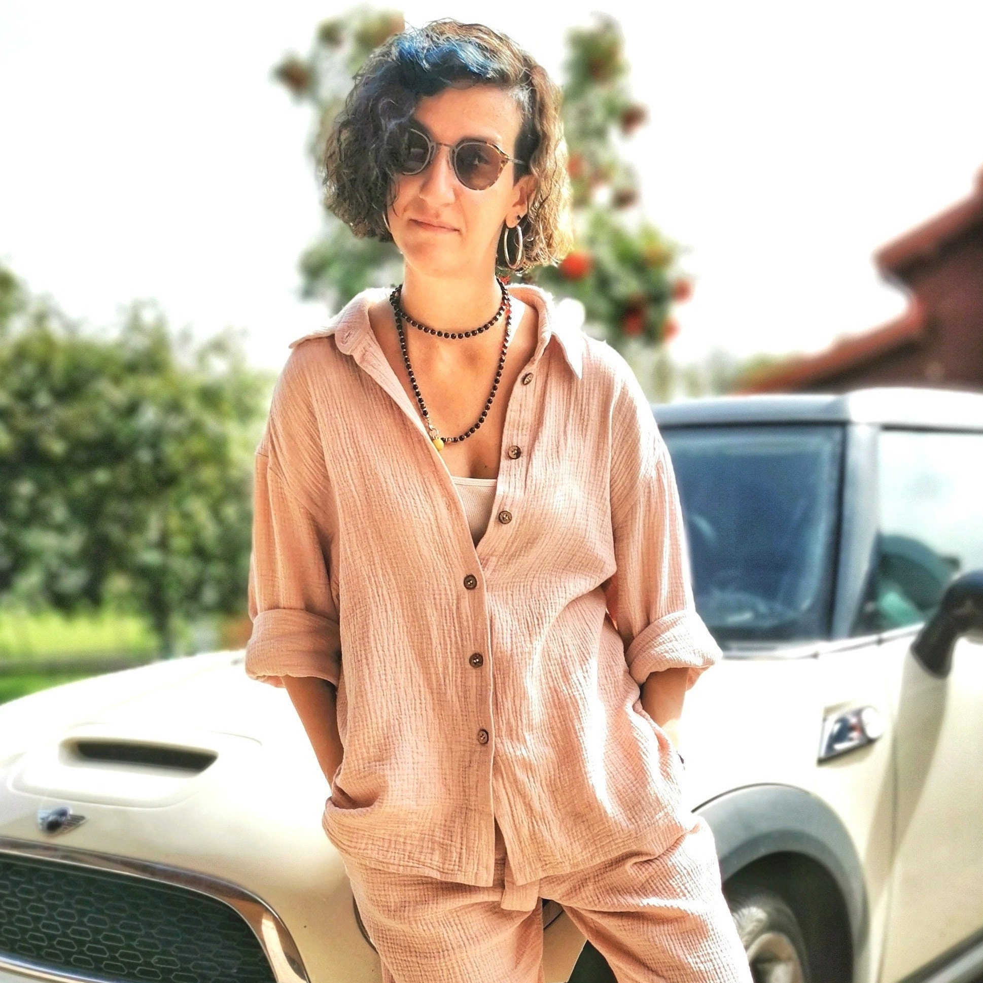 OVERSIZED LAYERED GAUZE SHIRT stein 【公式通販】