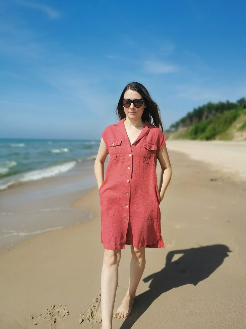 Loose linen dress, Linen dress with pockets, linen summer dress image 2