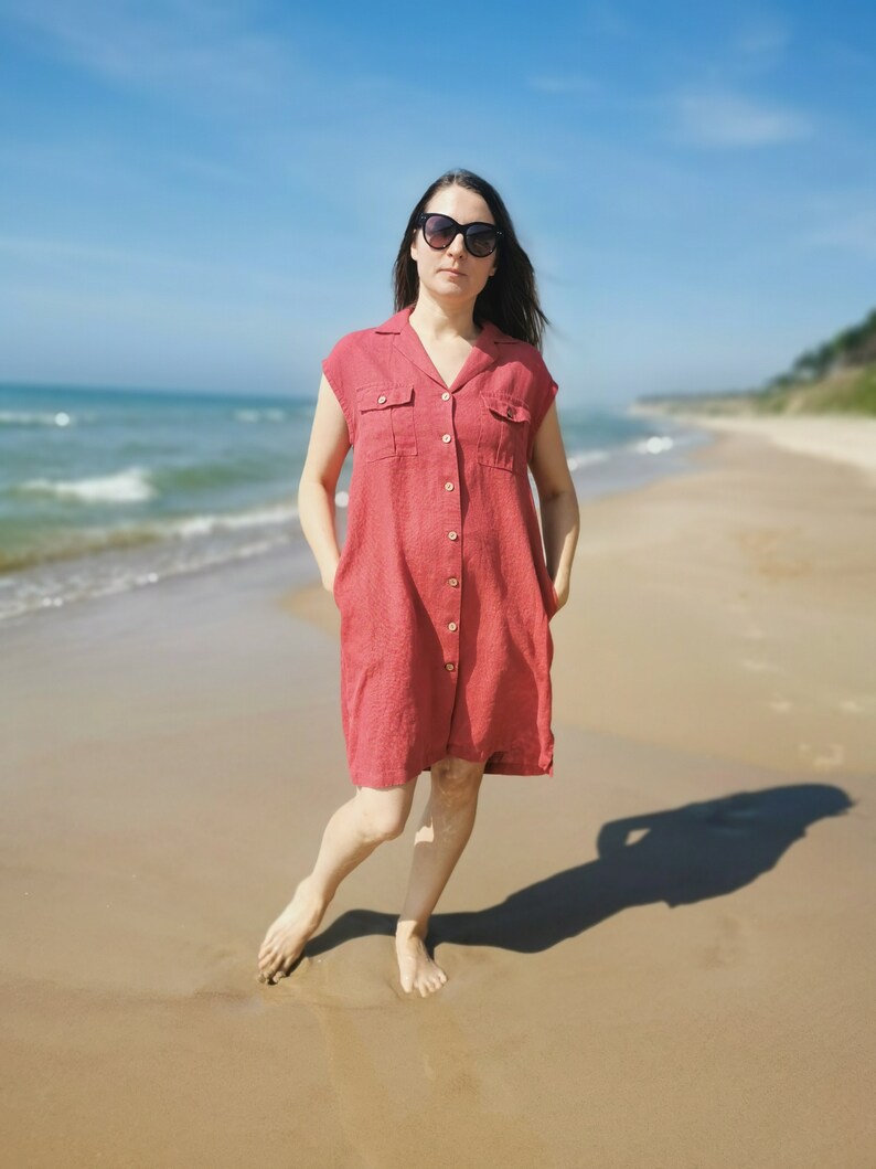 Loose linen dress, Linen dress with pockets, linen summer dress image 9