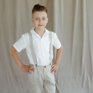 Boys Linen Shorts With Suspenders / Toddler Ring Bearer Shorts / Linen ...