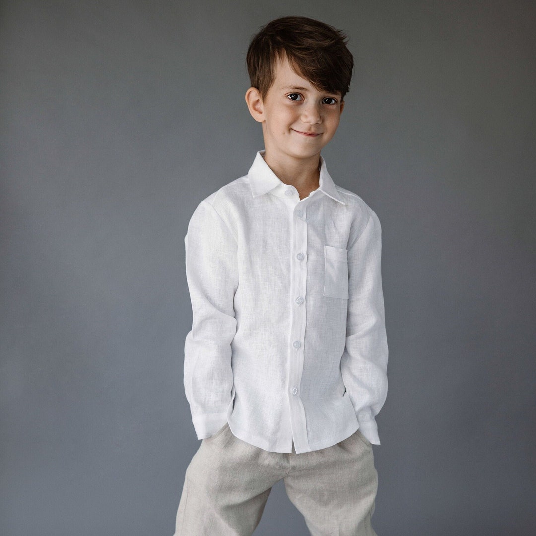 Boys Linen Shirt / Toddlers Ring Bearer Shirt / White Long - Etsy