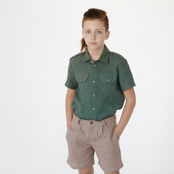 Chino Linen shorts / Toddler Ring Bearer Shorts / Linen Boys Wedding outfit