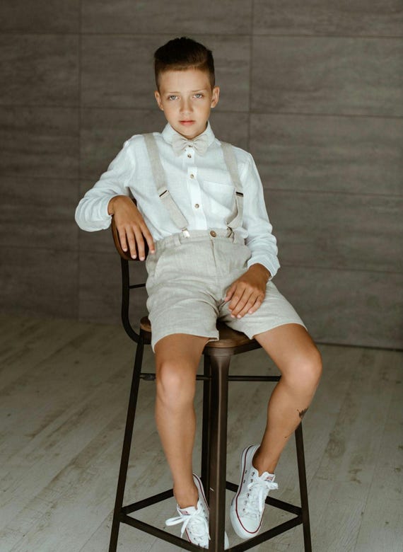 Teen Boys Linen Shorts | Ring Bearer & First Communion | Youth Wedding Shorts | 8-15Y