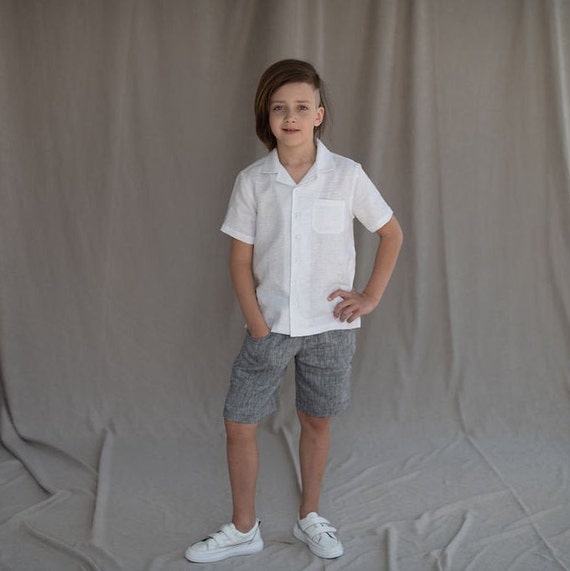 Pantalones cortos de tirantes de lino para niños pantalones | Etsy México