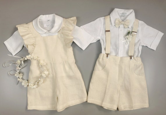 Twins Linen Shorts/ Twins Baptism Shorts/ First Birthday Clothes