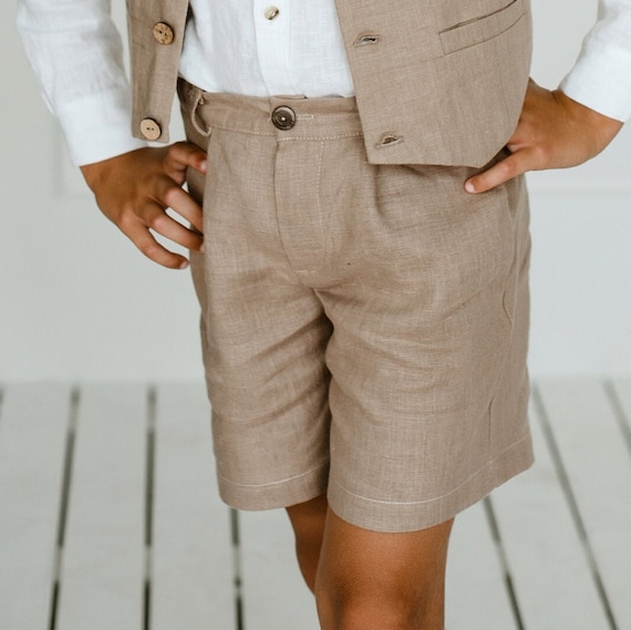 Ring Bearer Shorts / Linen Boys Wedding outfit