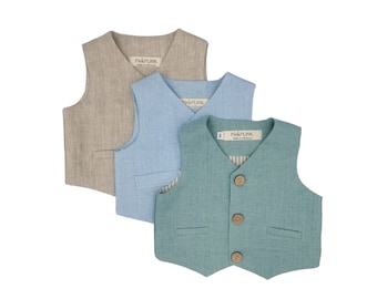 Baby Boys Linen Vest. Perfect for special occasions