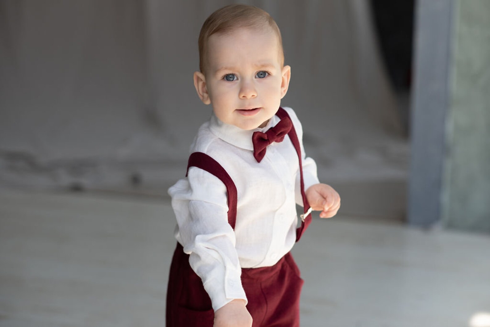 Baby Boy Suspender Shorts Linen Baptism Outfit Page Boy Etsy