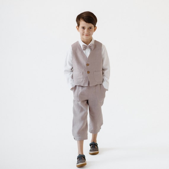 Boys Linen Bermuda Pants with Elastic Waistband - Perfect for Stylish Kids