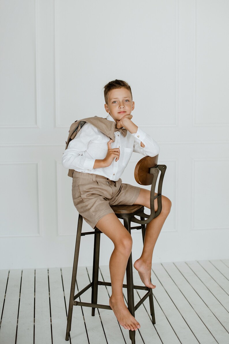 Ring Bearer Shorts and Vest / Linen Boys Wedding Outfit Etsy
