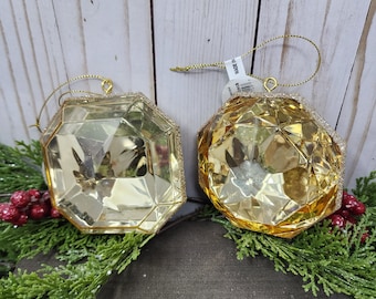 Acrylic Gem 4 inch Ornament, Square/Round Acrylic Gem, SOLD SEPERATELY, Gem Wreath Attachment, Gem Ornaments for Christmas Tree, Gem for Bow